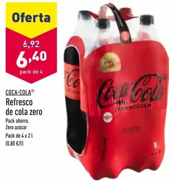 ALDI Coca-Cola® Refresco de Cola Zero Pack de 4 x 2 L oferta