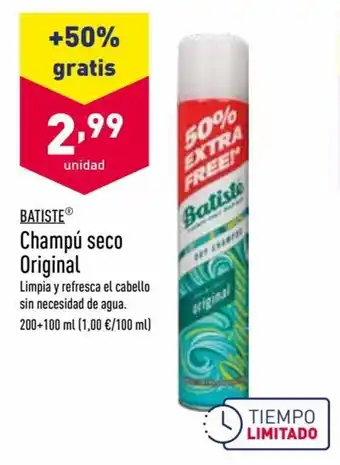 ALDI Batiste® Champú Seco Original 200 + 100 ml oferta