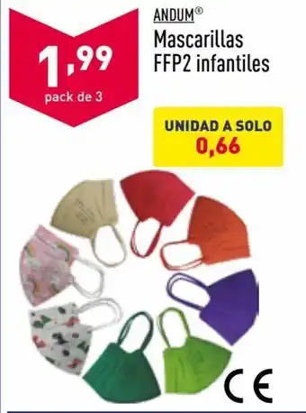 ALDI Andum® Mascarillas FFP2 Infantiles Pack de 3 oferta