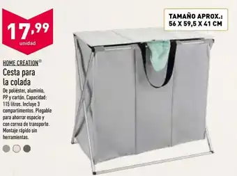 ALDI Home Creation® Cesta Para La Colada 56 x 59.5 x 41 cm oferta