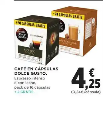 El Corte Inglés Café En Cápsulas Dolce Gusto Espresso intenso o con leche, pack de 16 cápsulas oferta