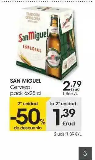Eroski San Miguel Cerveza 6 x 25cl oferta