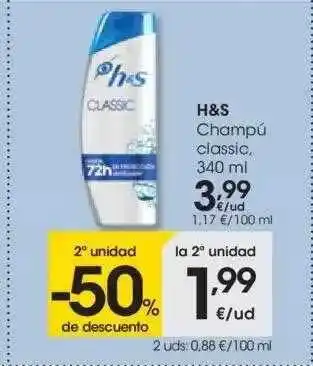 Eroski H&s Champú Classic 340ml oferta
