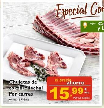 Cash Ecofamilia Chuletas De Cordero Lechal Por Carres oferta