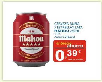 Cash Ecofamilia Cerveza Rubia 5 Estrellas Lata Mahou oferta
