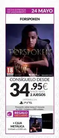 Game Fecha estimada 24 mayo forspoken torspoken 18 consiguelo desde soursonen 34.95€ sinos traes [2 juegos dronellen epis p oferta