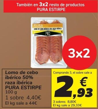 Carrefour Lomo de cebo ibérico 50% raza ibérica pura estirpe oferta