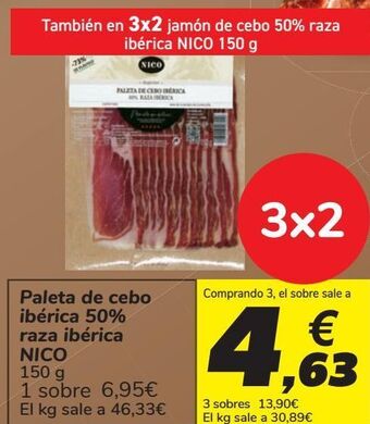 Carrefour Paleta de cebo ibérica 50% raza ibérica nico oferta