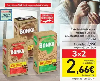 Carrefour Café molido natural, mezcla o descafeinado bonka oferta