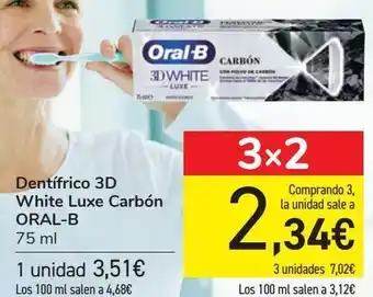 Carrefour Dentífrico 3d white luxe carbón oral-b oferta