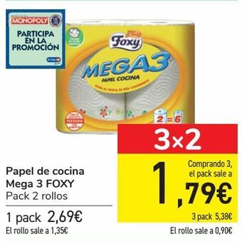 Carrefour Papel de cocina mega 3 foxy oferta