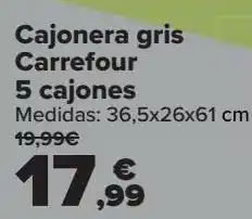 Carrefour Cajonera gris carrefour 5 cajones oferta