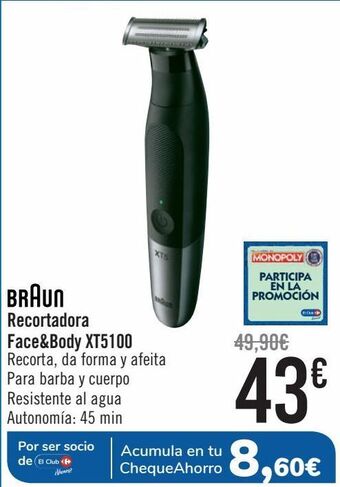 Carrefour Braun recortadora face&body xt5100 oferta