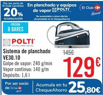 Carrefour Polti sistema de planchado ve30.10 oferta