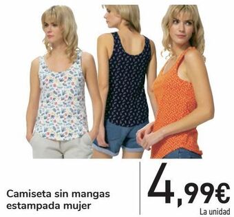 Carrefour Camiseta sin mangas estampada mujer oferta