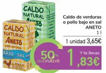 Carrefour Caldo de verduras o pollo bajo en sal aneto oferta