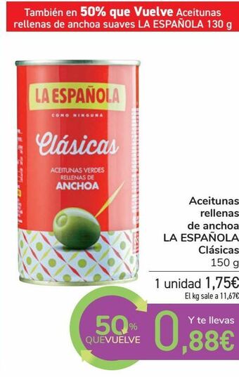 Carrefour Aceitunas rellenas de anchoa la española clásicas oferta