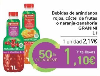 Carrefour Bebidas de arándanos rojos, cóctel de frutas o naranja-zanahoria granini oferta