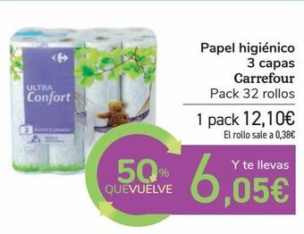 Carrefour Papel higiénico 3 capas carrefour oferta