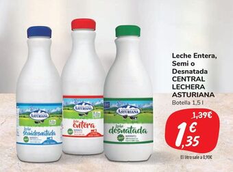 Carrefour Market Leche entera, semi o desnatada central lechera asturiana oferta