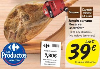 Carrefour Market Jamón serrano reserva carrefour oferta