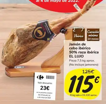 Carrefour Market Jamón de cebo ibérico 50% raza ibérica el lujo oferta