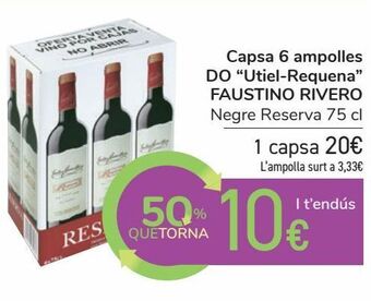 Carrefour Caja 6 botellas d.o. "utiel-requena" faustino rivero oferta