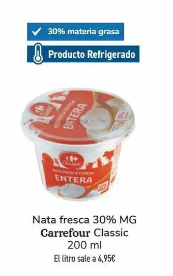 Carrefour Nata fresca 30% mg carrefour classic oferta