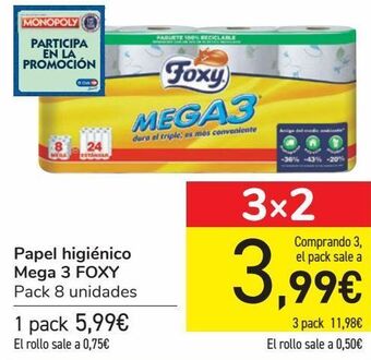 Carrefour Papel higiénico mega 3 foxy oferta