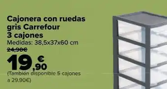 Carrefour Cajonera con ruedas gris carrefour 3 cajones oferta
