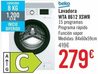 Carrefour Beko lavadora wta 8612 xswr oferta