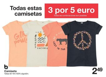 Zeeman Camiseta Tallas 92-164 100% algodón oferta