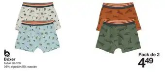 Zeeman Bóxer Tallas 94-128 95% algodón/5%/elastán Pack de 2 oferta