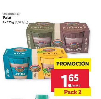 Lidl Casa Tarradellas Paté 2 x 125g oferta