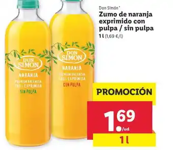 Lidl Don Simón Zumo De Naranja Exprimido Con Pula / Sin Pulpa 1L oferta