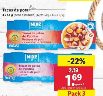 Lidl Nixe Tacos De Pota 3x54g oferta