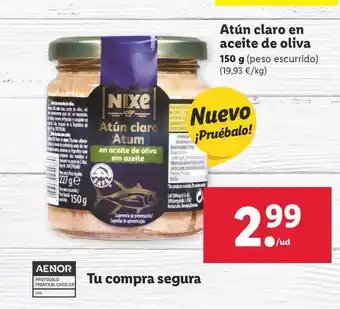 Lidl Nixe Atún Claro En Aceite De Oliva 150g oferta