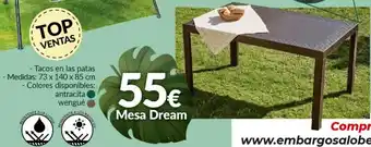Embargos a lo bestia Mesa Dream Tacos en las patas Medidas: 73 x 140 x 85 cm Colores disponsibles: antracita wengué oferta