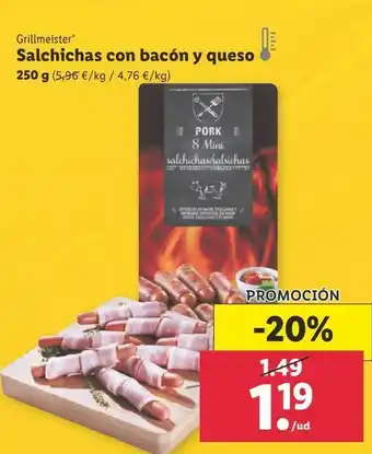 Lidl Salchichas con bacón y queso grillmeister oferta