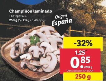 Lidl Champiñones laminados oferta