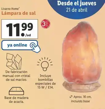 Lidl Lámpara de sal livarno hove oferta