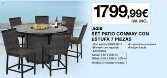 Costco Agio Set Patio Conway Con Estufa 7 Piezas oferta