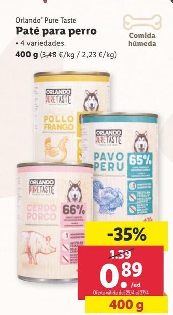 Lidl Paté para perros orlando oferta