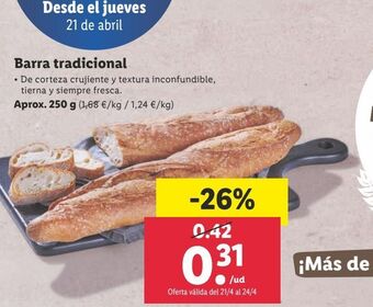 Lidl Pan de barra oferta