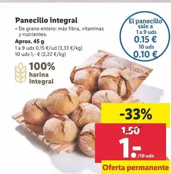 Lidl Panecillos integral oferta