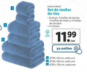 Lidl Livarno Home Set de toallas de rizo 4 colores oferta