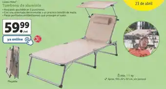 Lidl Livarno Home Tumbona de aluminio Respaldo ajustable en 5 posiciones oferta