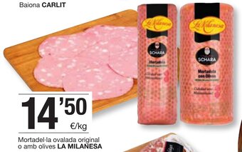 BonpreuEsclat La Milanesa Mortadel-la ovalada original o amb olives oferta