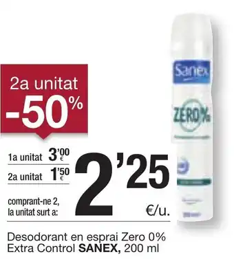BonpreuEsclat Sanex Desidorant en esprai Zero 0% Extra Control 200ml oferta