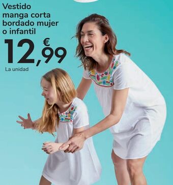 Carrefour Vestido manga corta bordado mujer o infantil oferta